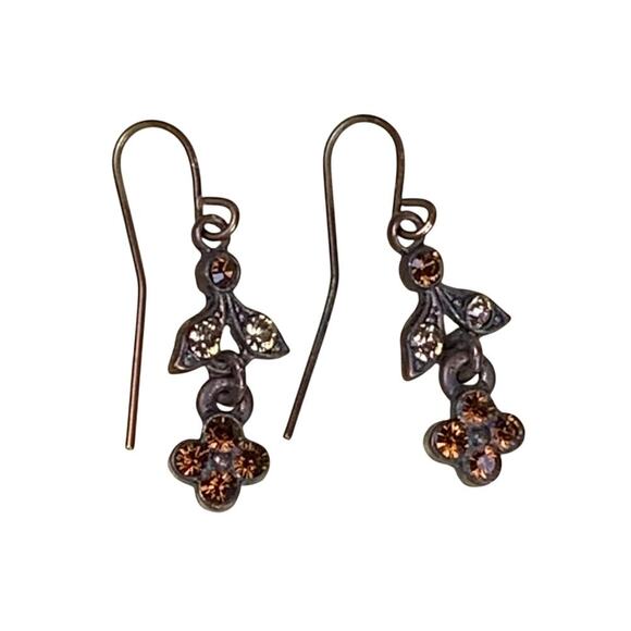 Bundle of 4 Brown Crystal & Bead Cluster Earrings Vintage Style Boho Statement - Picture 5 of 10